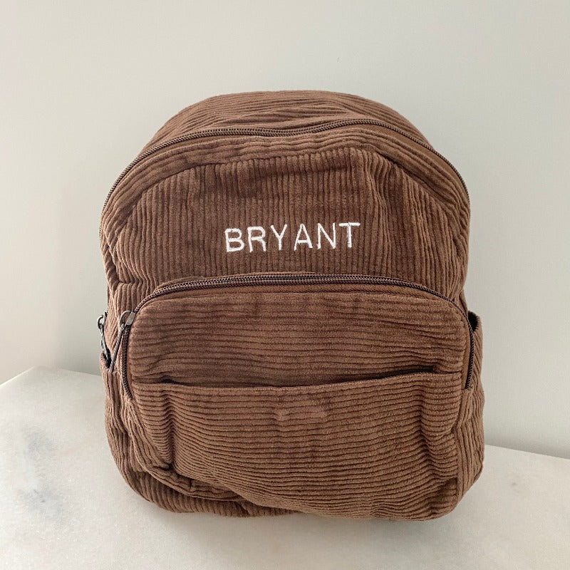 chocolate bag with white thread