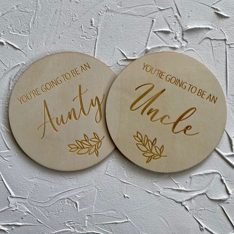 Aunty - Single Wooden Announcement Disc - Mini Muse co.