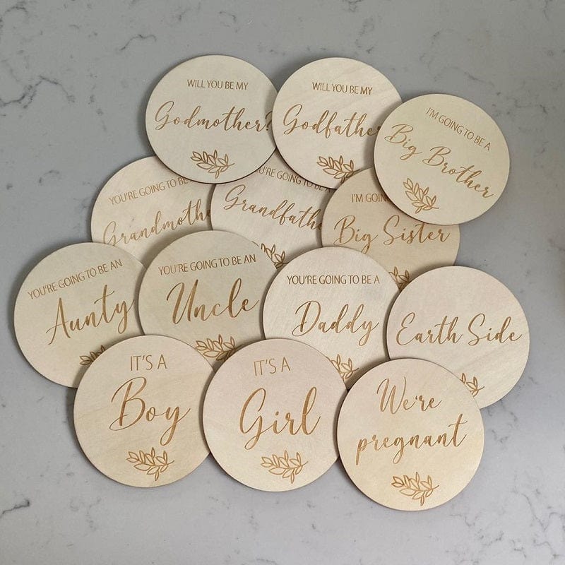 Grandfather - Single Wooden Announcement Disc - Mini Muse co.