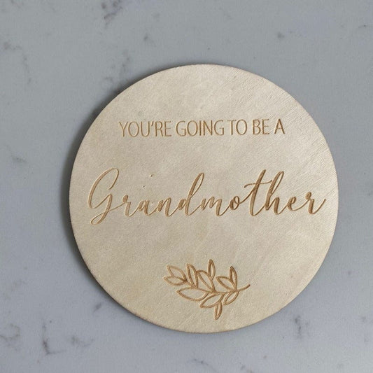 Grandmother - Single Wooden Announcement Disc - Mini Muse co.