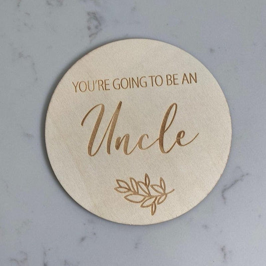 Uncle - Single Wooden Announcement Disc - Mini Muse co.