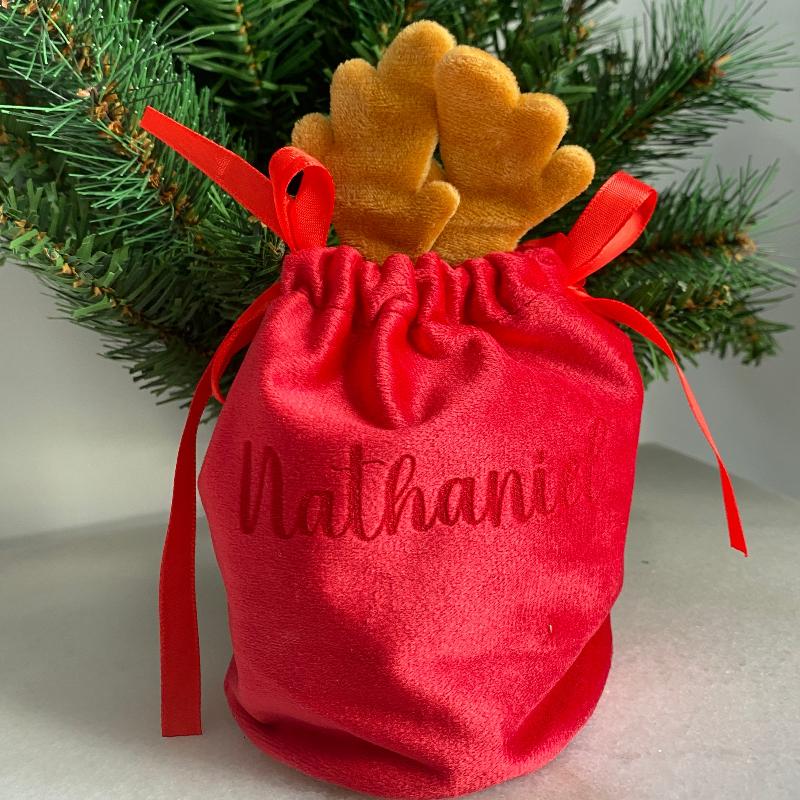 personalised reindeer pouch