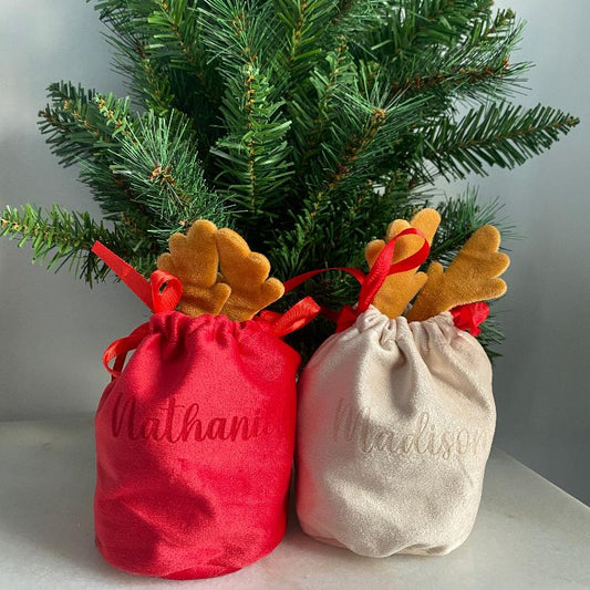 personalised reindeer pouch