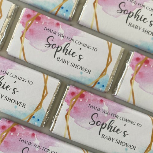 Pink & Blue Watercolour Chocolate Bar - Mini Muse co.