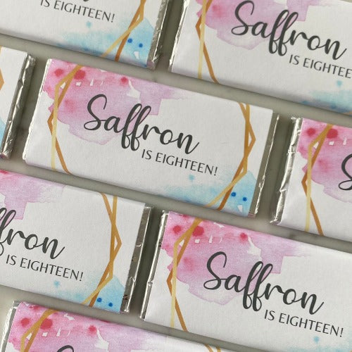 Pink & Blue Watercolour Chocolate Bar - Mini Muse co.