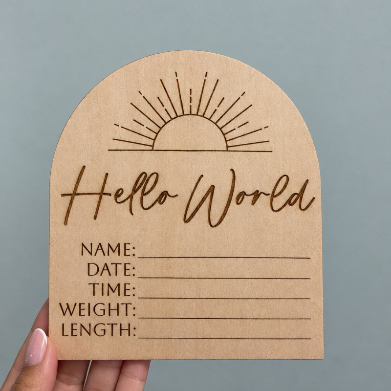 Sunset Arch Birth Announcement Wooden Plaque