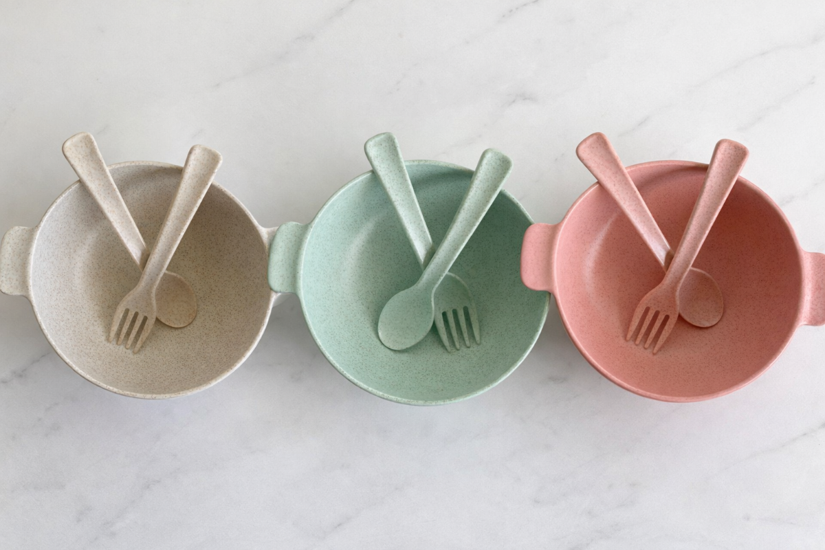 Kids Wheatstraw Bowl Feeding Set - Mini Muse co.