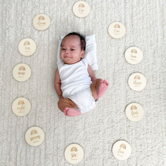 12pc Wooden Rainbow Milestone Set - Mini Muse co.