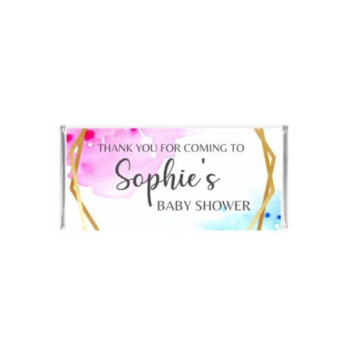 Pink & Blue Watercolour Chocolate Bar - Mini Muse co.
